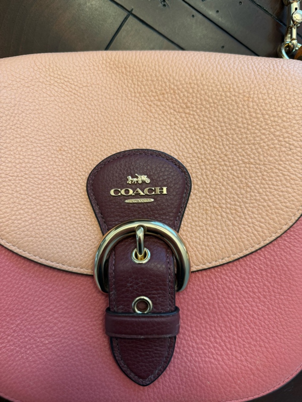 Coach Colorblock Pebbled Leather Shoulder Bag USED - Picture 2 of 14